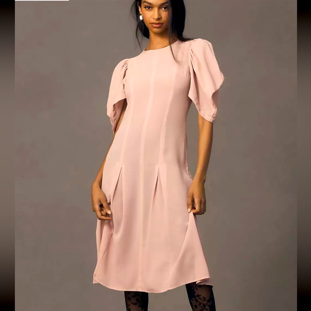 Anthropology, modern sheer midi dress. Violet color. - Picture 1 of 10